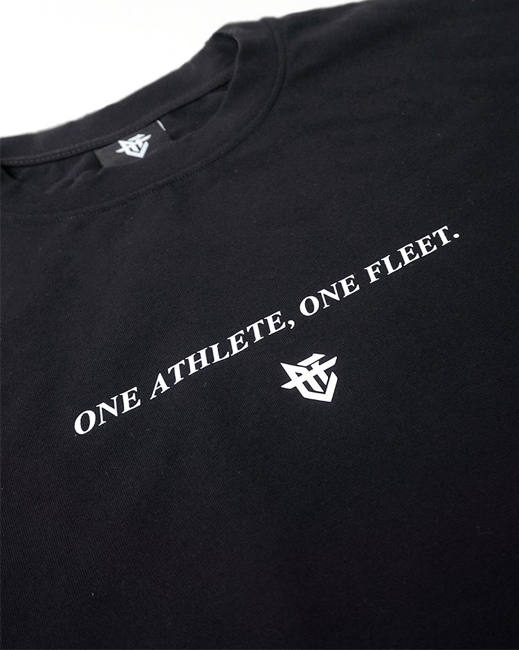 Slogan Oversized Tee / 口號彈力落肩短Tee 黑