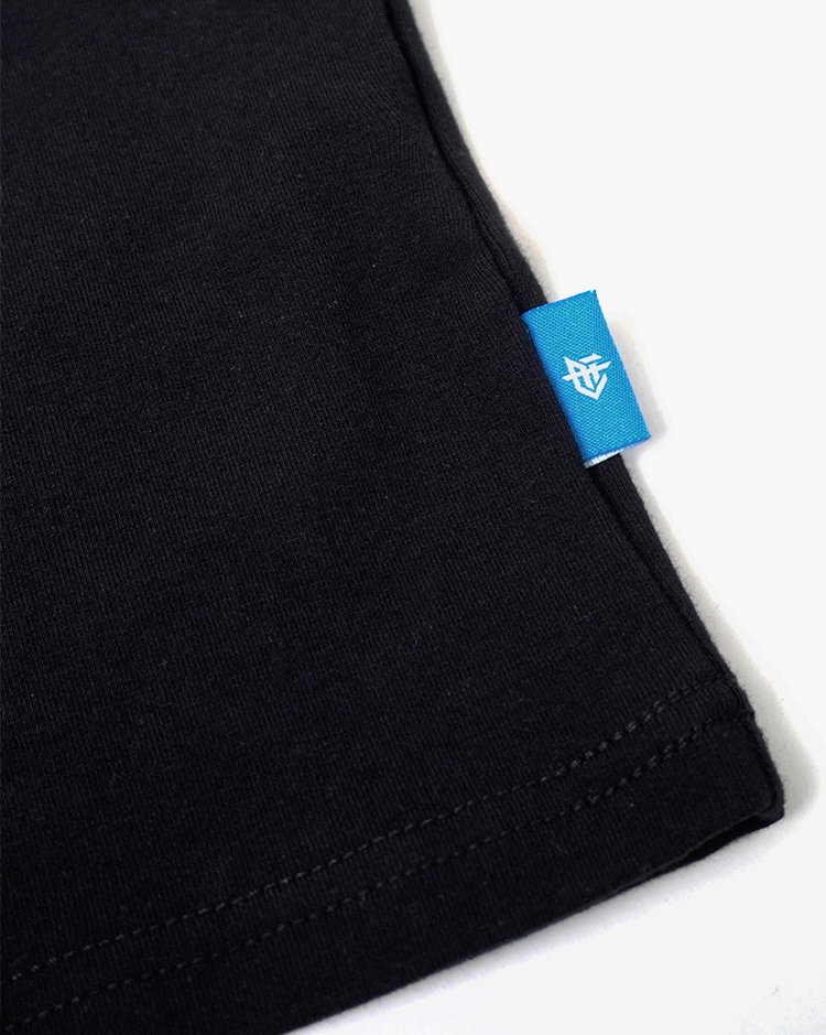 Slogan Oversized Tee / 口號彈力落肩短Tee 黑