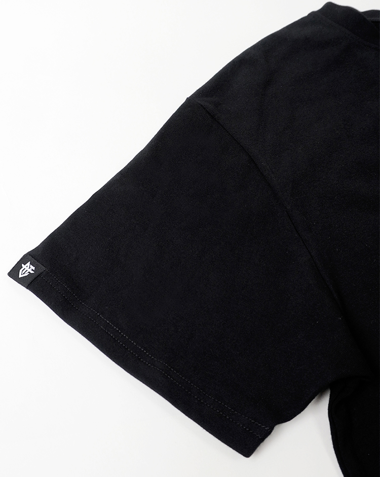 Slogan Oversized Tee / 口號彈力落肩短Tee 黑