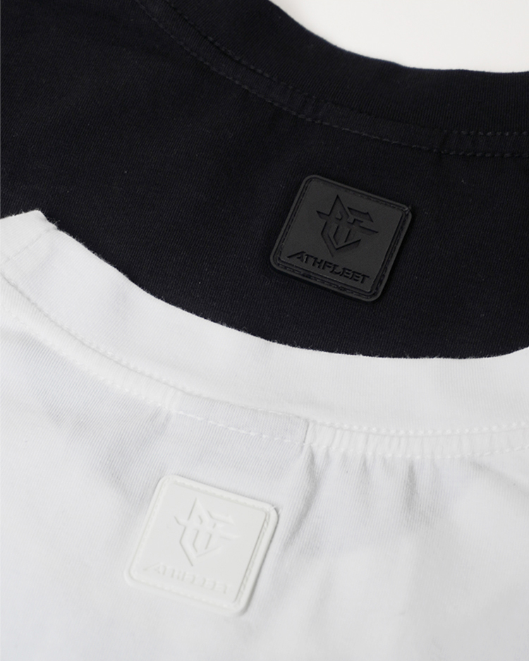 Slogan Oversized Tee / 口號彈力落肩短Tee 黑