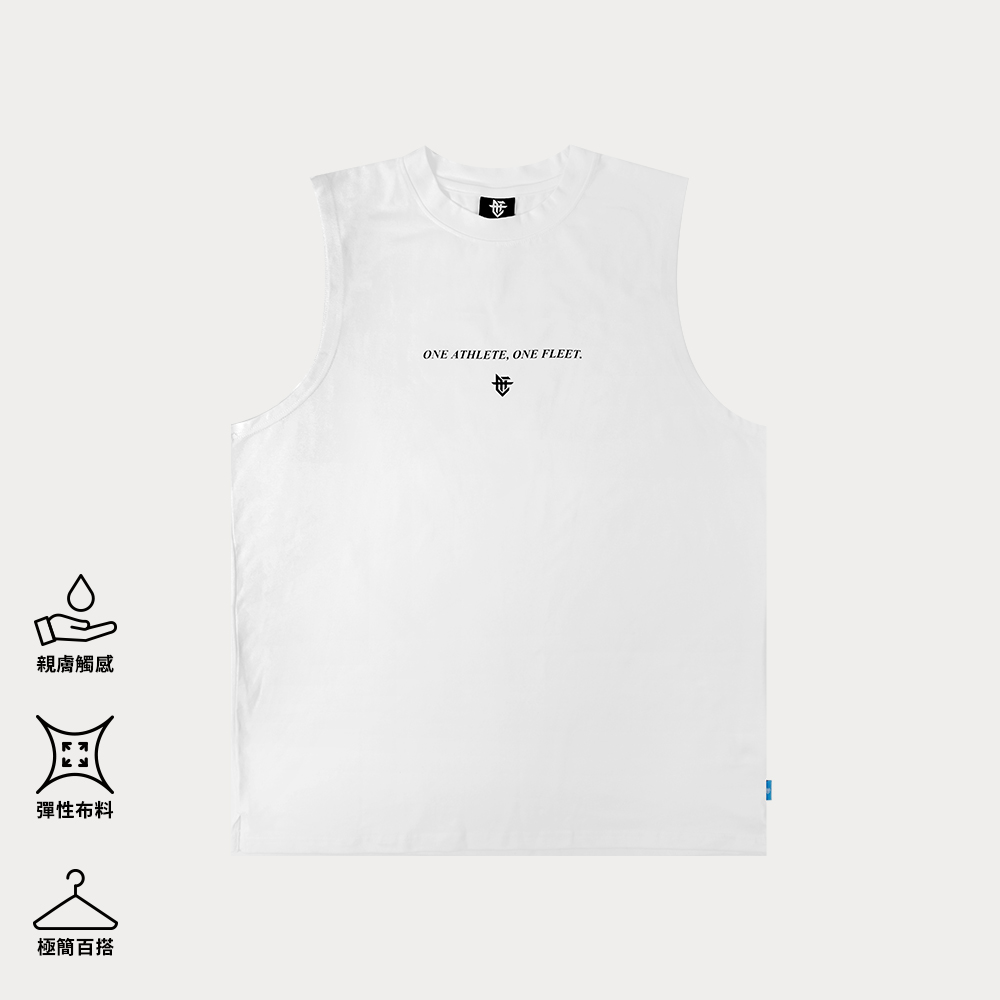 Slogan Tank / 口號彈力寬肩背心 白
