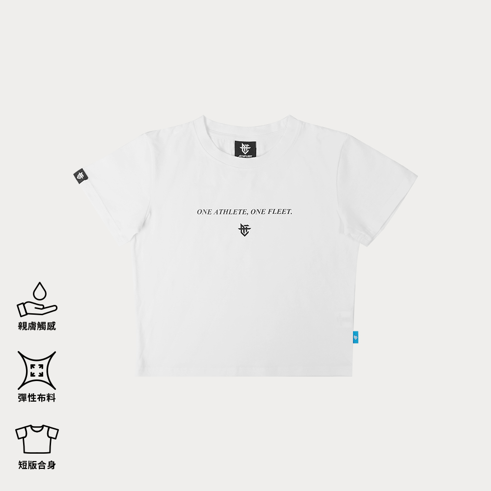 Slogan Cropped Tee / 口號彈力女短版Tee 白